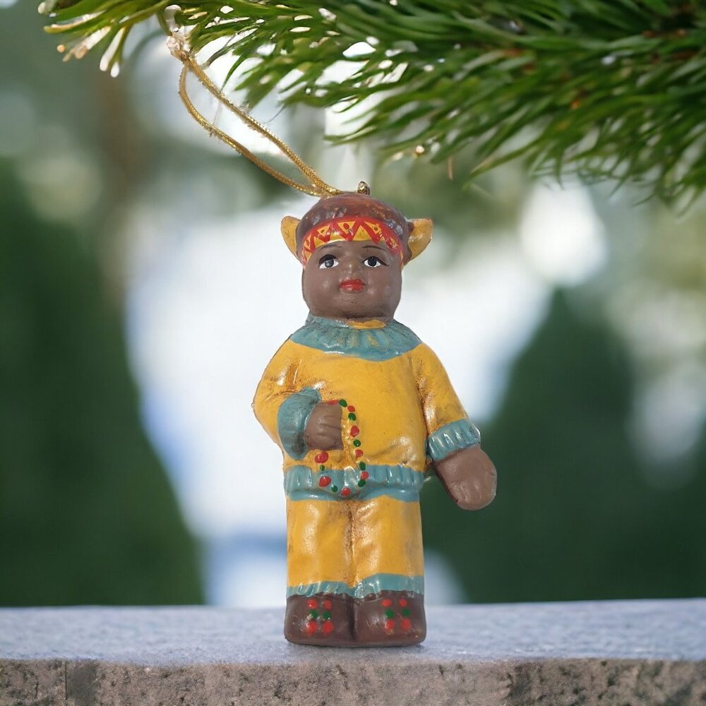 Vintage Ornament Southwestern Native American Hand Painted Plaster Tree (F)